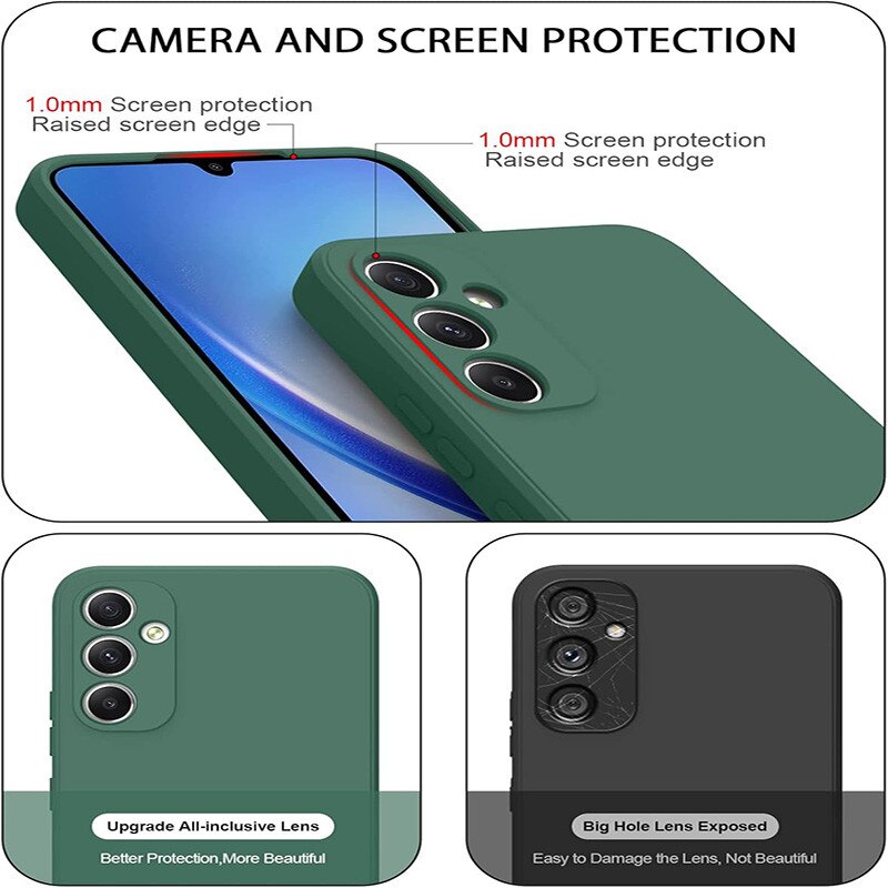 Husa pentru Samsung Galaxy A35, silicon lichid, Calitate Premium, Interior din Microfibra, Protectie Sporita, Antisoc, Verde inchis