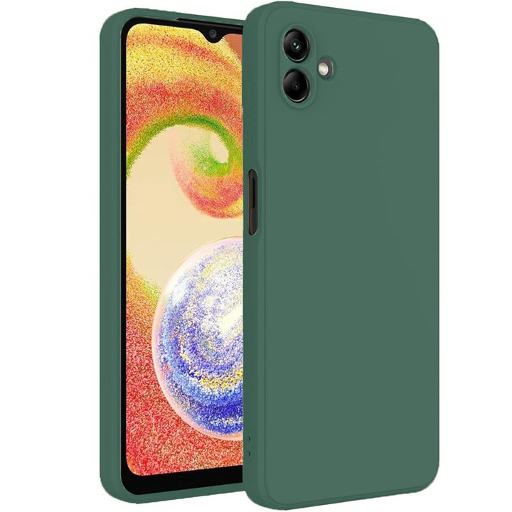 Калъф за телефон, Съвместим с Samsung Galaxy A06, течен силикон, военна защита, микрофибърна вътрешност, зелен