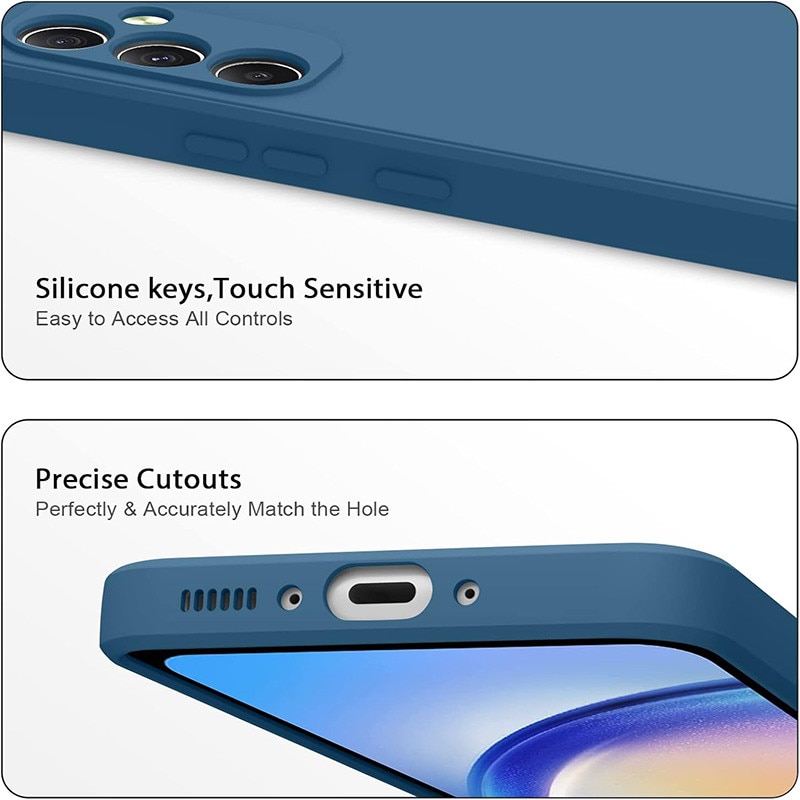 Husa telefon, Pentru Samsung Galaxy A34, silicon lichid, protectie militara, interior din microfibra, albastru