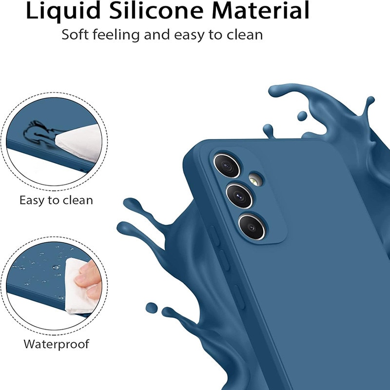 Husa telefon, Pentru Samsung Galaxy A34, silicon lichid, protectie militara, interior din microfibra, albastru