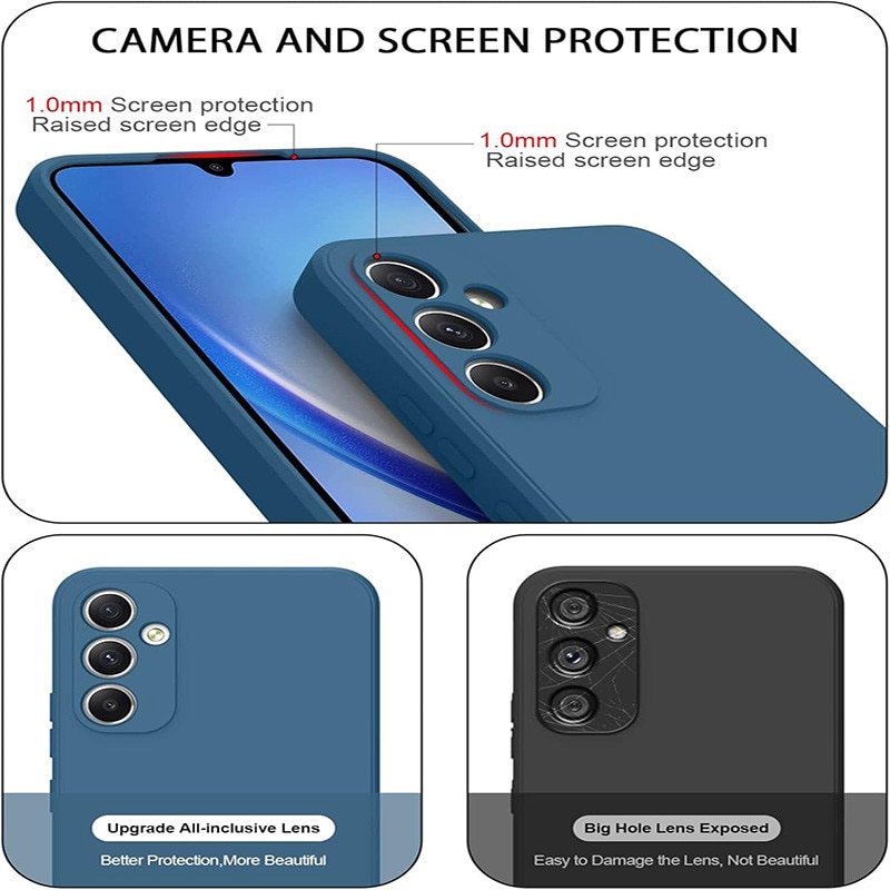 Husa telefon, Pentru Samsung Galaxy A34, silicon lichid, protectie militara, interior din microfibra, albastru