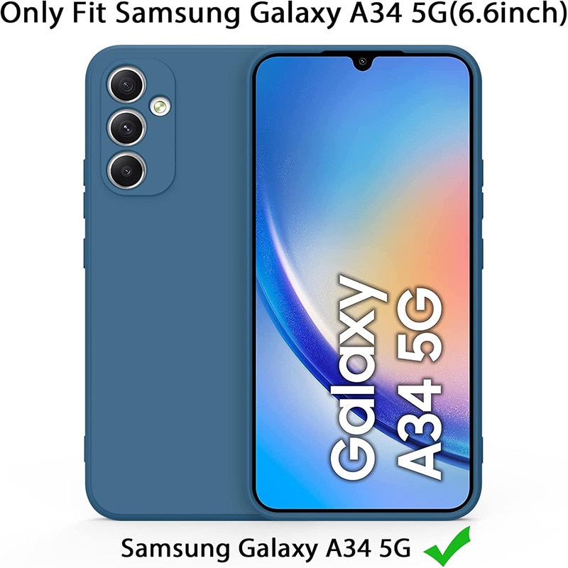 Husa telefon, Pentru Samsung Galaxy A34, silicon lichid, protectie militara, interior din microfibra, albastru