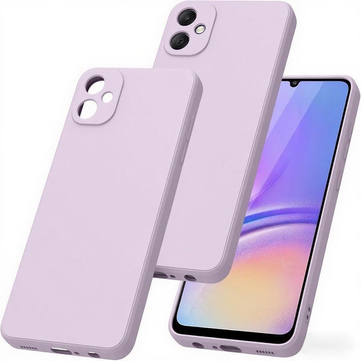 Кейс за телефон, За Samsung Galaxy A05, течен силикон, повишена защита, светло лилав