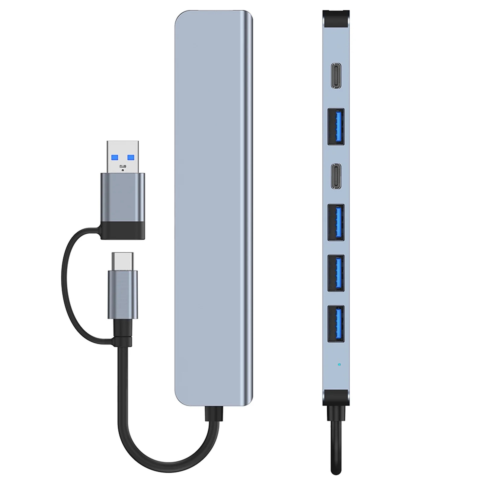 Hub USB 7-in-1, Space Gray, 139x28x11mm, 5Gbps, 4 porturi USB2.0
