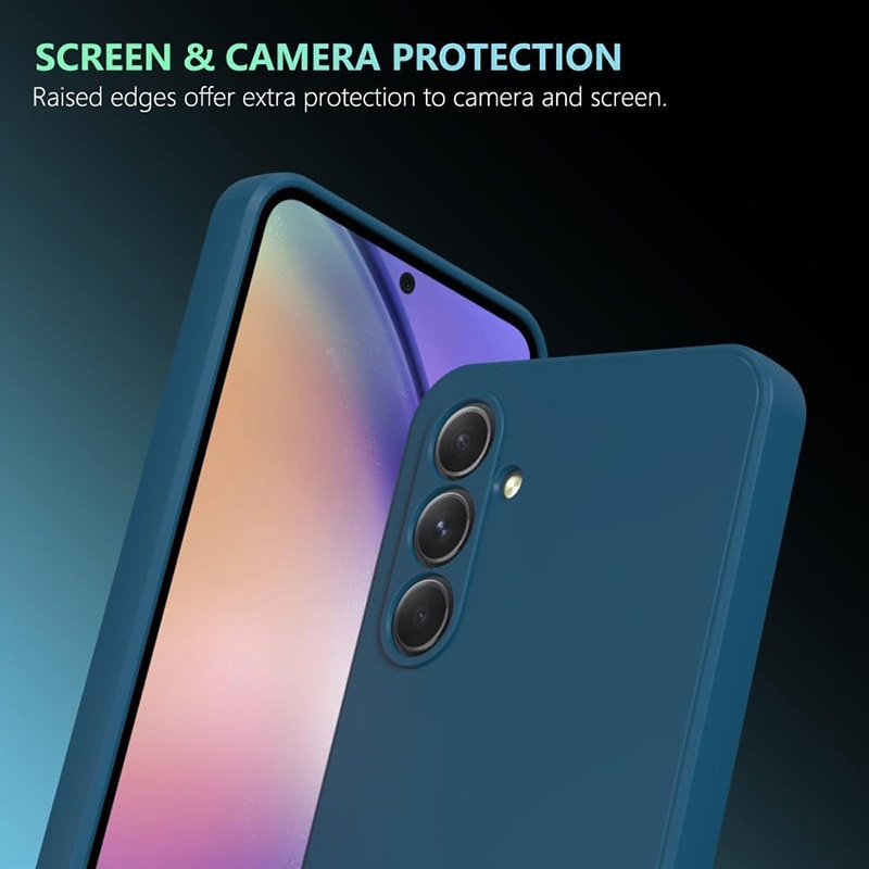 Husa telefon, Pentru Samsung Galaxy A56, silicon lichid, protectie sporita, interior din microfibra, albastru inchis