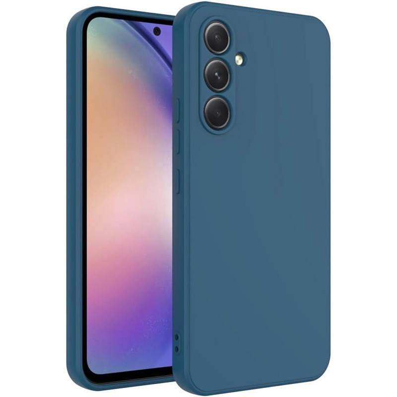 Husa telefon, Pentru Samsung Galaxy A56, silicon lichid, protectie sporita, interior din microfibra, albastru inchis