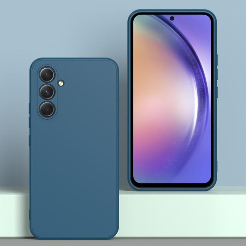 Husa telefon, Pentru Samsung Galaxy A56, silicon lichid, protectie sporita, interior din microfibra, albastru inchis
