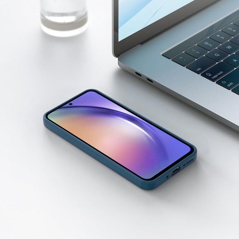 Husa telefon, Pentru Samsung Galaxy A56, silicon lichid, protectie sporita, interior din microfibra, albastru inchis