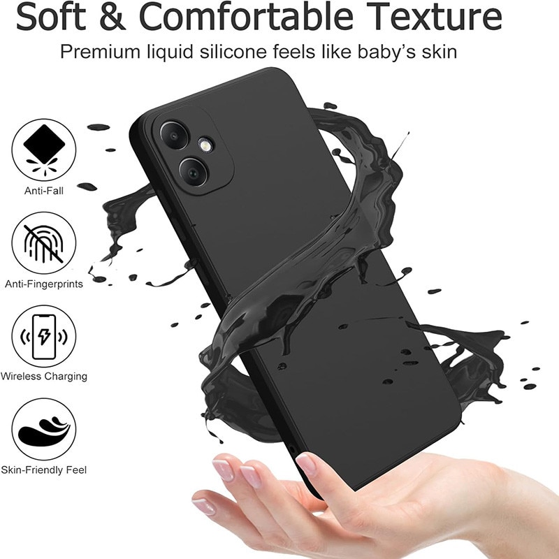 Husa telefon, Pentru Samsung Galaxy A05, silicon lichid, protectie militara, neagra