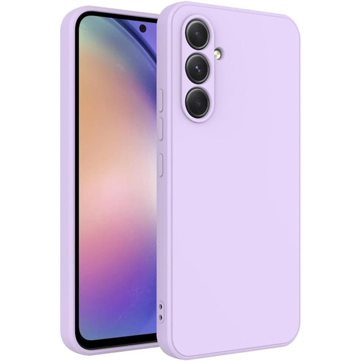 Калъф за телефон, за Samsung Galaxy A36, течен силикон, повишена защита, светло лилав