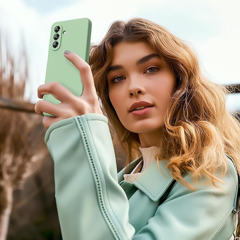 Husa telefon, silicon lichid, protectie antisoc, verde pastel, Pentru Samsung Galaxy A16
