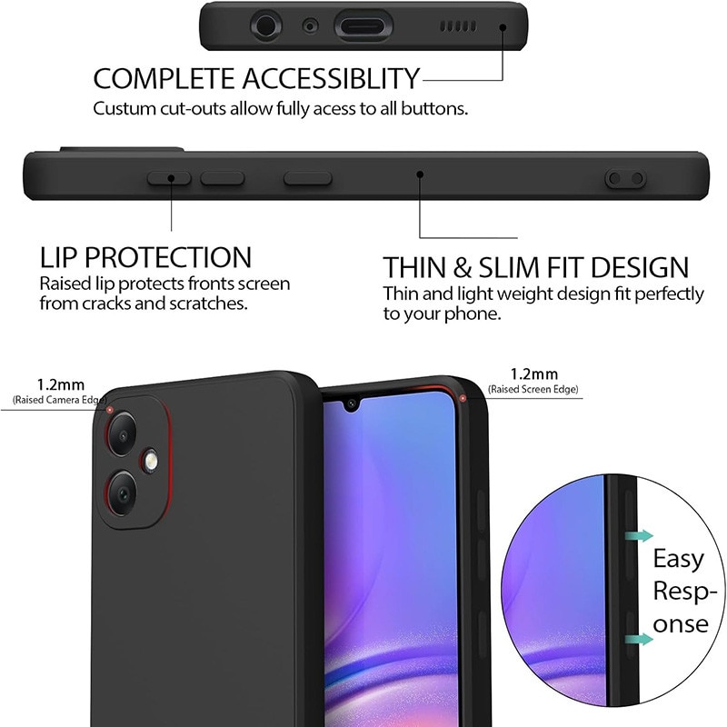 Husa telefon, Pentru Samsung Galaxy A05, silicon lichid, protectie militara, neagra