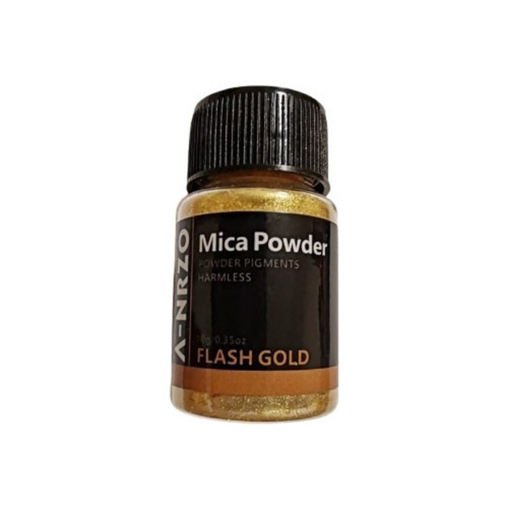 Pudră pigment aurie ANRZO, 10 ml, pentru vopsele și mestesuguri