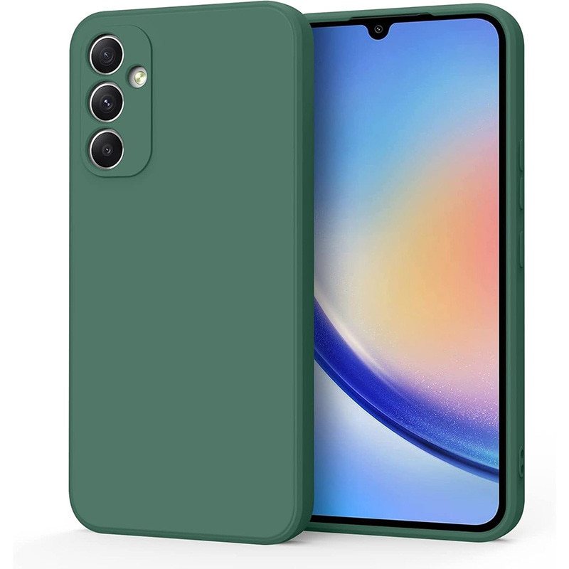 Husa pentru Samsung Galaxy A35, silicon lichid, Calitate Premium, Interior din Microfibra, Protectie Sporita, Antisoc, Verde inchis