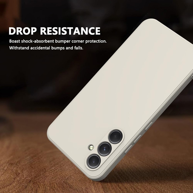 Husa telefon, Pentru Samsung Galaxy A56, silicon lichid, protectie militara, interior din microfibra, bej