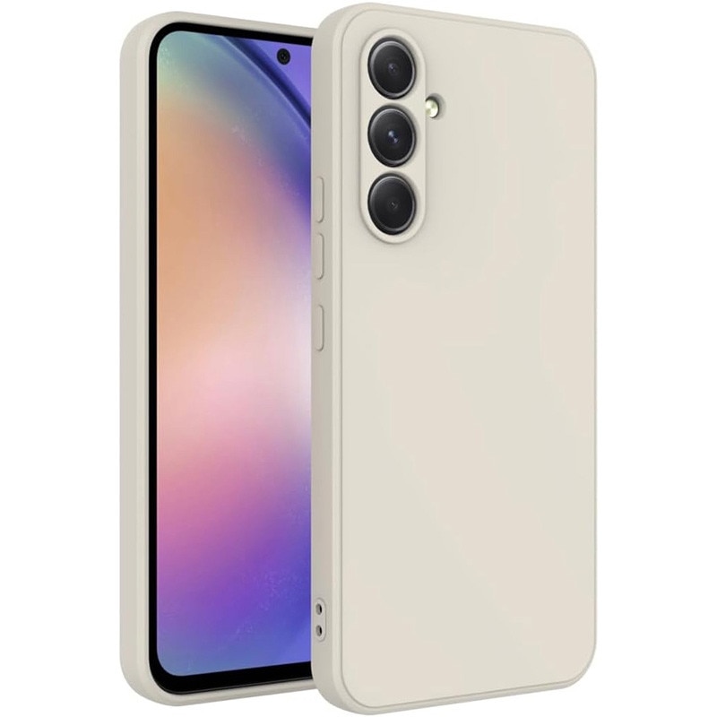 Husa telefon, Pentru Samsung Galaxy A56, silicon lichid, protectie militara, interior din microfibra, bej