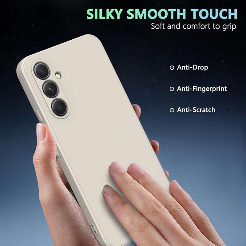 Husa telefon, Pentru Samsung Galaxy A56, silicon lichid, protectie militara, interior din microfibra, bej