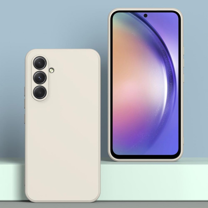 Husa telefon, Pentru Samsung Galaxy A56, silicon lichid, protectie militara, interior din microfibra, bej