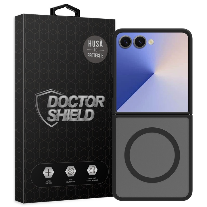 Защитен калъф, съвместим със Samsung Galaxy Z Flip7, Doctor Shield Fantom, MagSafe - черен