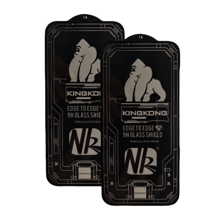Set 2 folii protectie telefon, Kingkong, Sticla securizata, 9H, Pentru iPhone 14, Privacy