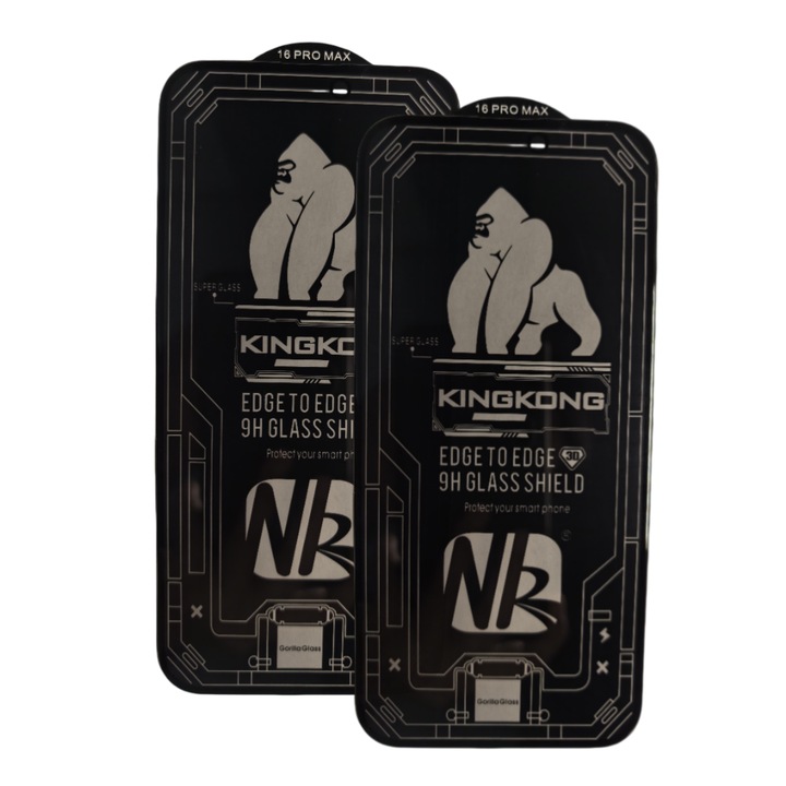 Set 2 folii protectie telefon, Kingkong, Sticla securizata, 9H, Pentru iPhone 16 Pro Max, Privacy