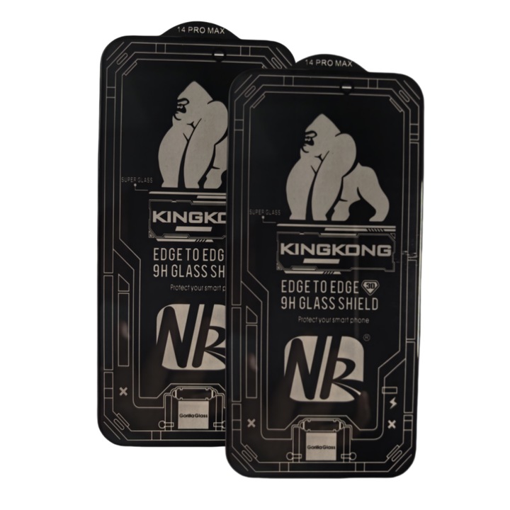 Set 2 folii protectie telefon, Kingkong, Sticla securizata, 9H, Pentru iPhone 14 Pro Max, Privacy