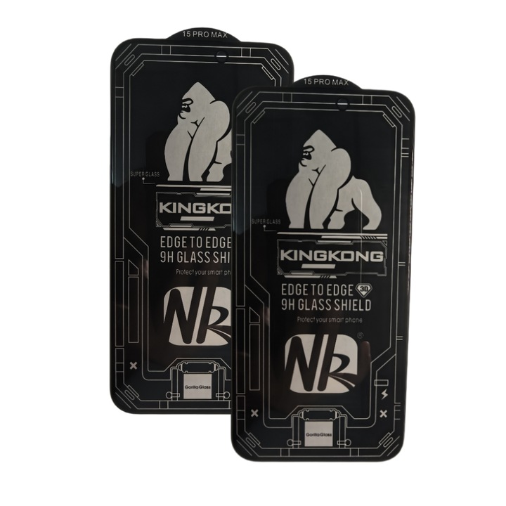 Set 2 folii protectie telefon, Kingkong, Sticla securizata, 9H, Pentru iPhone 15 Pro Max, Privacy