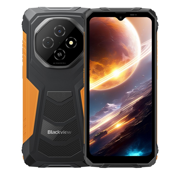 Telefon mobil Blackview Fort 1, 4G, 8+4GB RAM, 128GB, 6.56'', Negru/Portocaliu