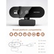 Уеб камера 2048p 2K, 3MP, автофокус, автоматична експозиция, 360-градусово завъртане, микрофон с шумопотискане, USB защита на поверителността, 360° изглед, черна