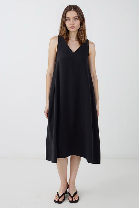 JIMMY KEY, Rochie din amestec de modal cu decolteu in V, Negru