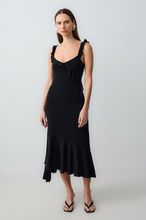 JIMMY KEY, Rochie midi cu model uni, Negru