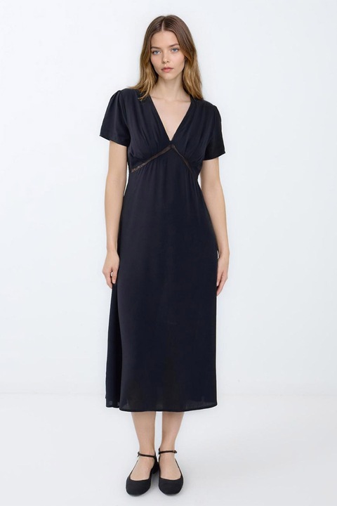 JIMMY KEY, Rochie evazata cu maneci scurte, Negru