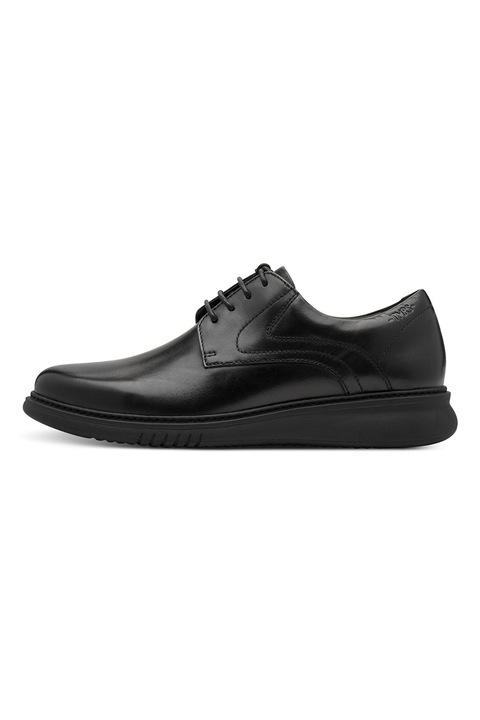 Tamaris, Pantofi derby din piele, Negru