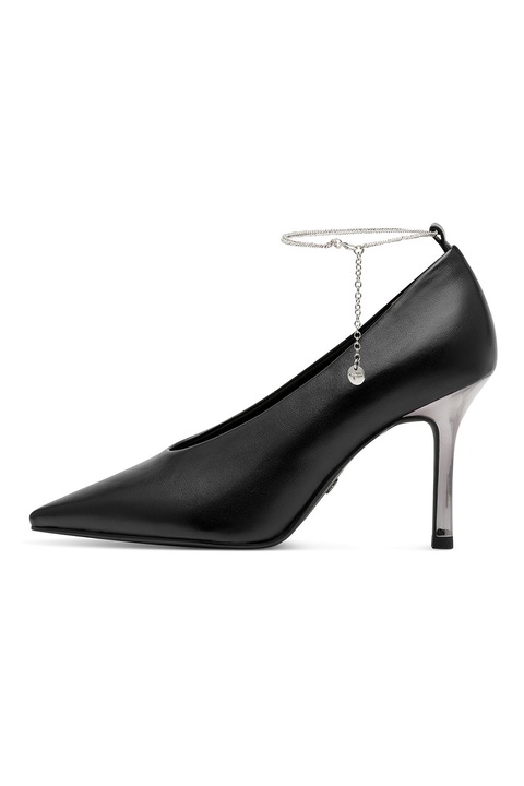 Tamaris, Pantofi din piele ecologica cu varf ascutit, Negru