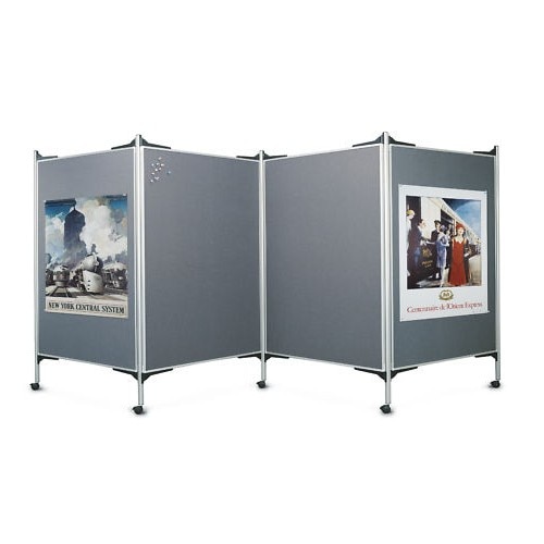 Panou prezentare Magnetoplan mobil - set 3 panouri textile dubla fata si 4 picioare