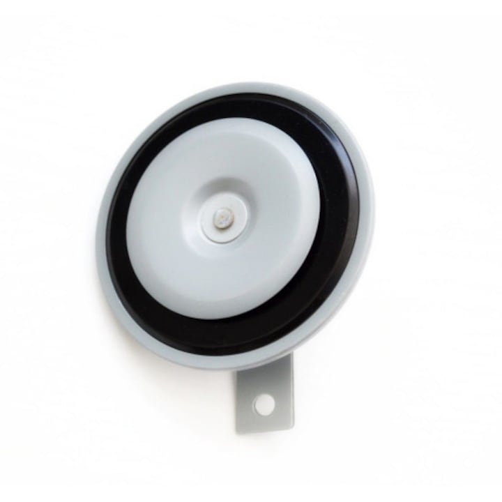 Класически метален клаксон, сив, кръгъл, 12V, диаметър 110мм