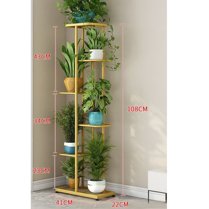 Suport flori din fier forjat, auriu