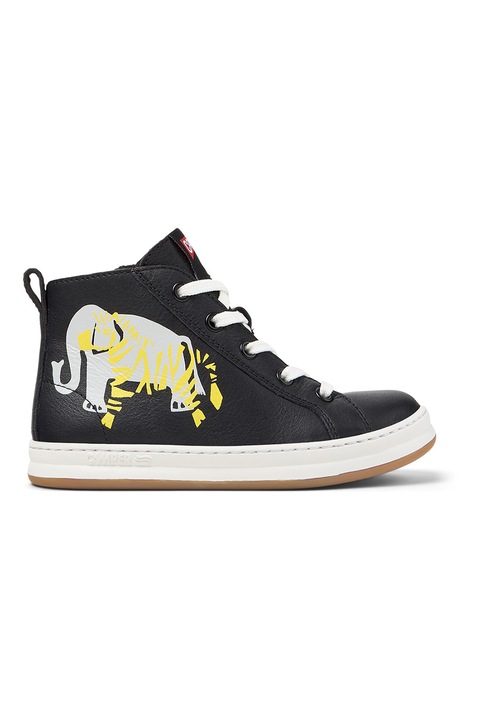 Camper, Cipzáros bőr sportcipő, Fekete/Sárga