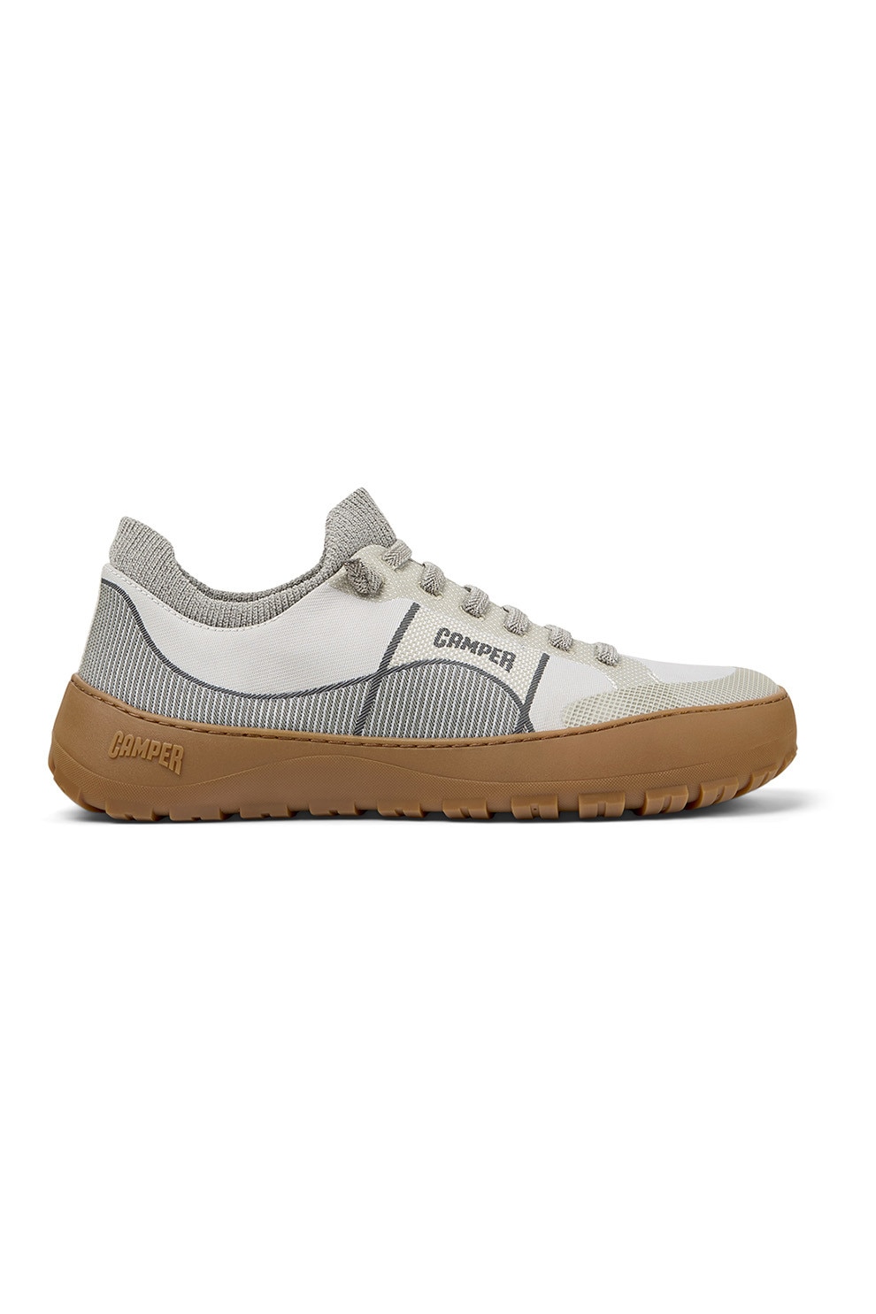 Camper, Pantofi sport slip-on din material textil, Gri, Bej