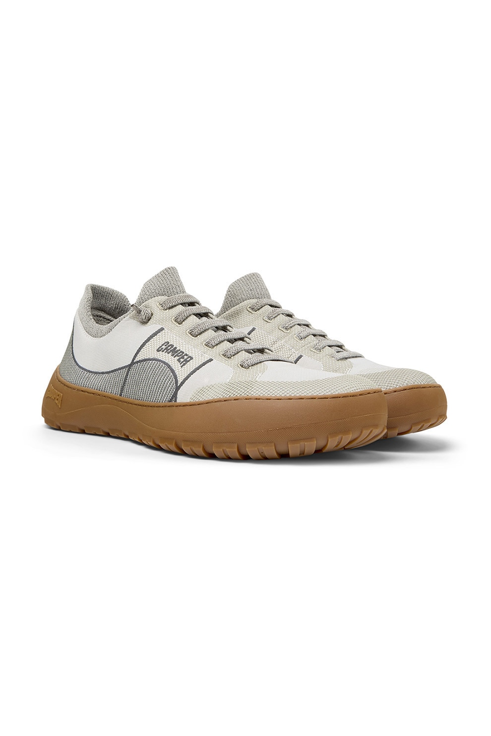 Camper, Pantofi sport slip-on din material textil, Gri, Bej