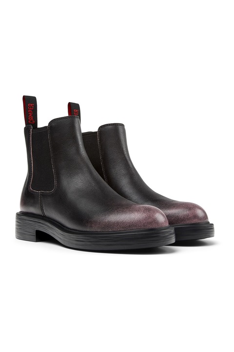 Camper, Ghete Chelsea de piele cu detalii cu aspect decolorat, Negru/Lila