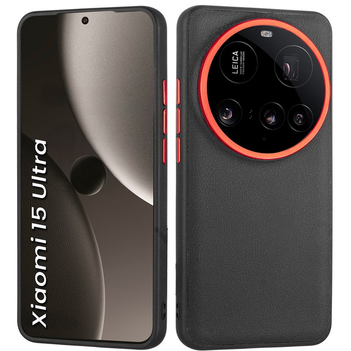 Husa telefon XGSM pentru Xiaomi 15 Ultra, hibrid din piele, neagra, design elegant, protectie camera