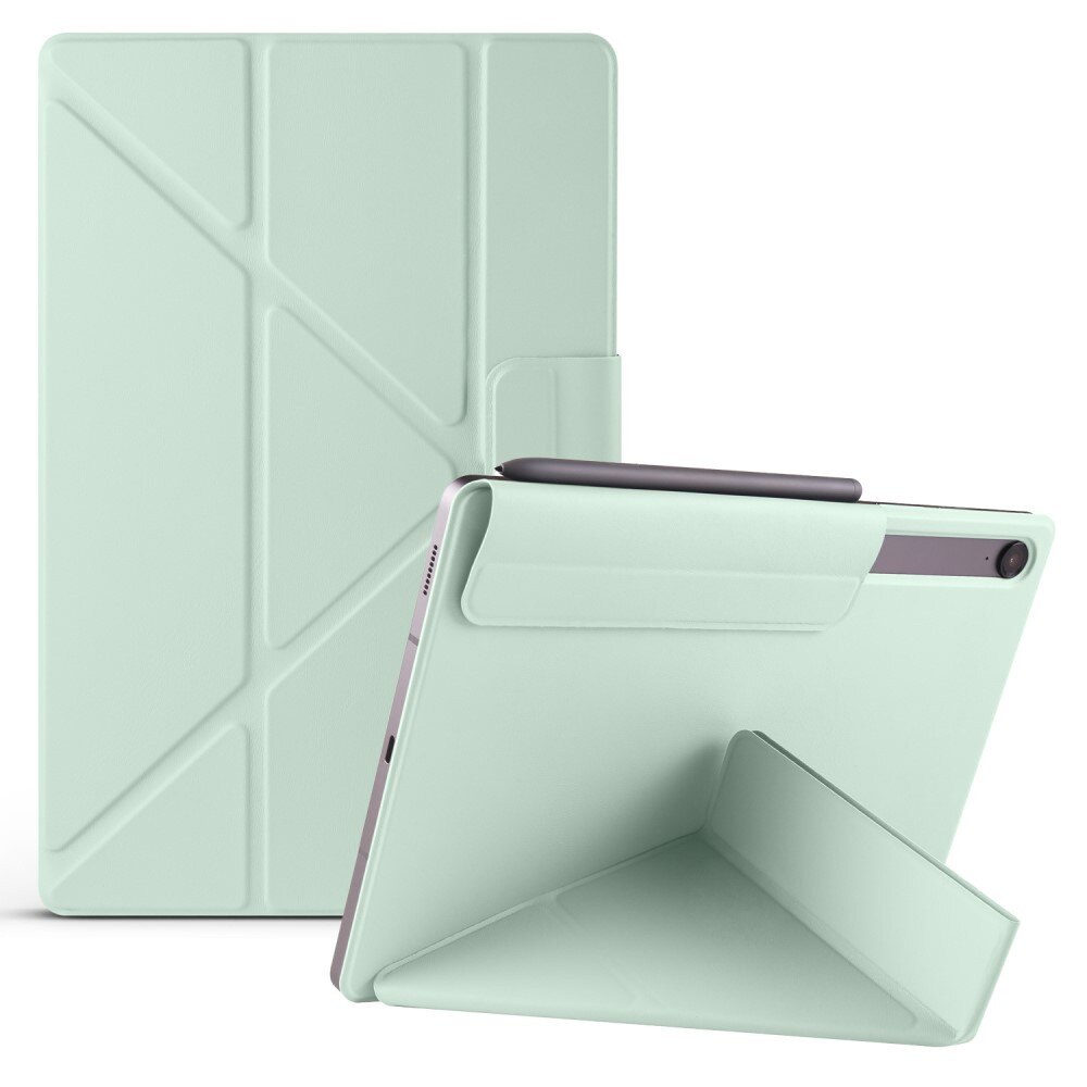 Husa tableta XGSM origami pentru Samsung Galaxy Tab S10 FE / S9 FE / S9, verde deschis, functie suport, auto wake/sleep