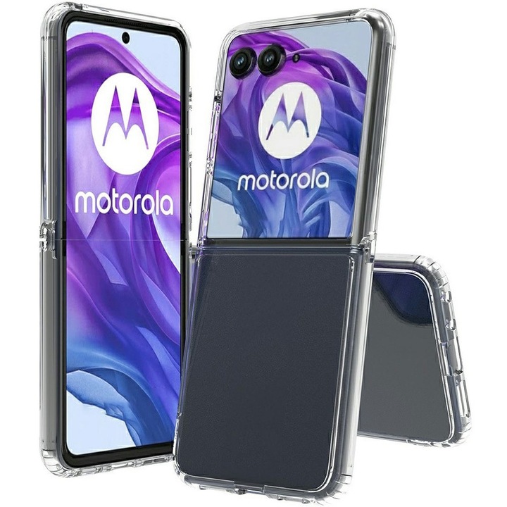 Husa transparenta TPU + Acril pentru Motorola Razr 60 Ultra 5G, protectie 360, acces facil la porturi