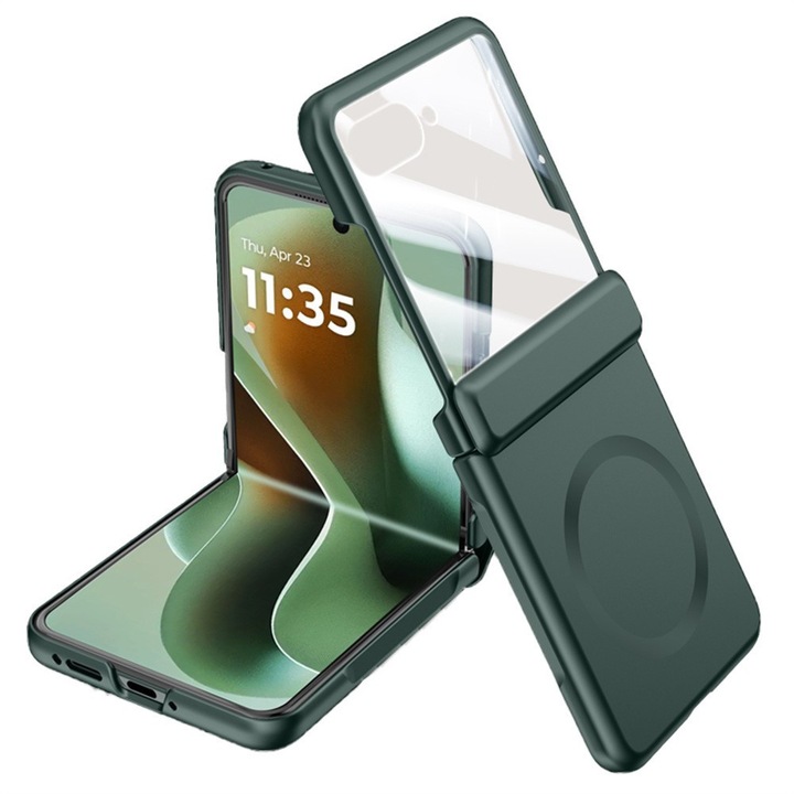 Etui protectie MagSafe pentru Motorola Razr 60 Ultra 5G, verde, TPU si PC, XGSM