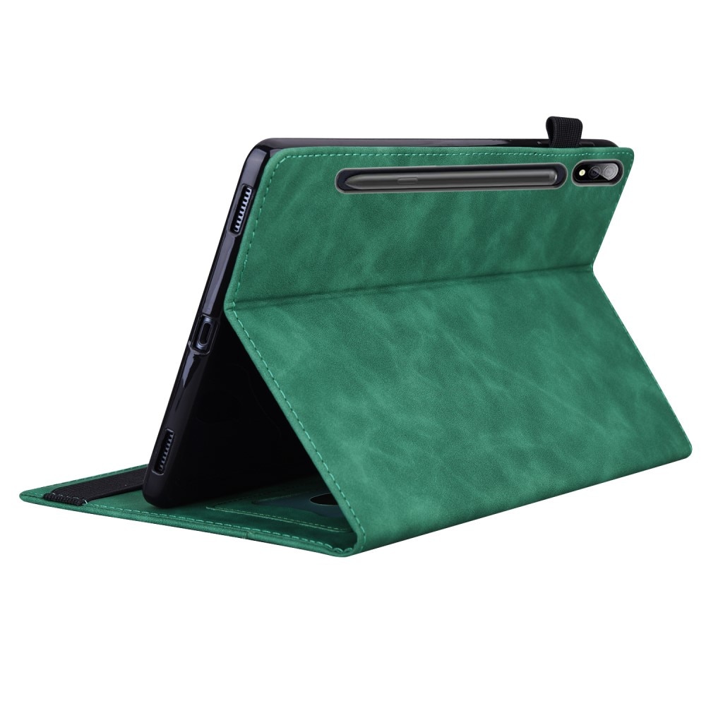 Husa tableta XGSM pentru Samsung Galaxy Tab S10 FE/S9 FE/S9/S8/S7, verde, cu suport si loc pentru rama de scris
