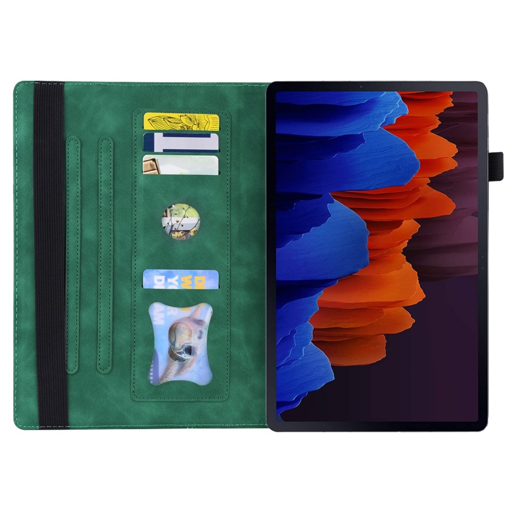Husa tableta XGSM pentru Samsung Galaxy Tab S10 FE/S9 FE/S9/S8/S7, verde, cu suport si loc pentru rama de scris