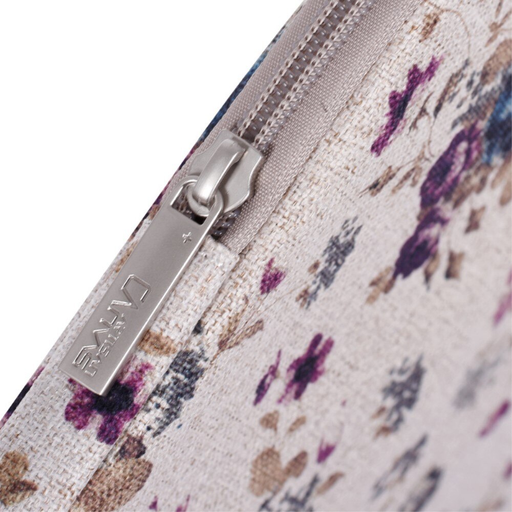 Etui laptop 13", XGSM, khaki cu model floral, material rezistent, interior moale