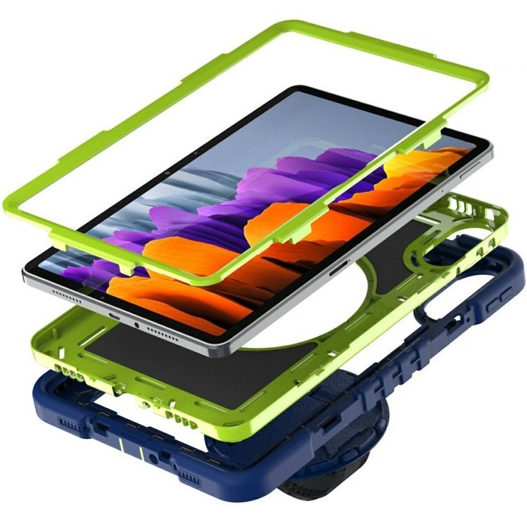 Husa tableta XGSM pentru Xiaomi Redmi Pad 2, granat si verde, cu suport 360 si curea de umar