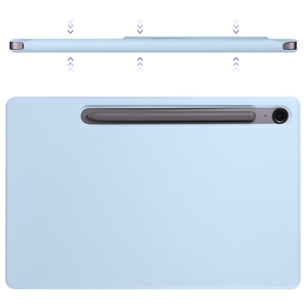 Husa tableta XGSM origami pentru Samsung Galaxy Tab S10 FE / S9 FE / S9, baby blue, material eko-piele si policarbonat, functie suport, auto wake/sleep